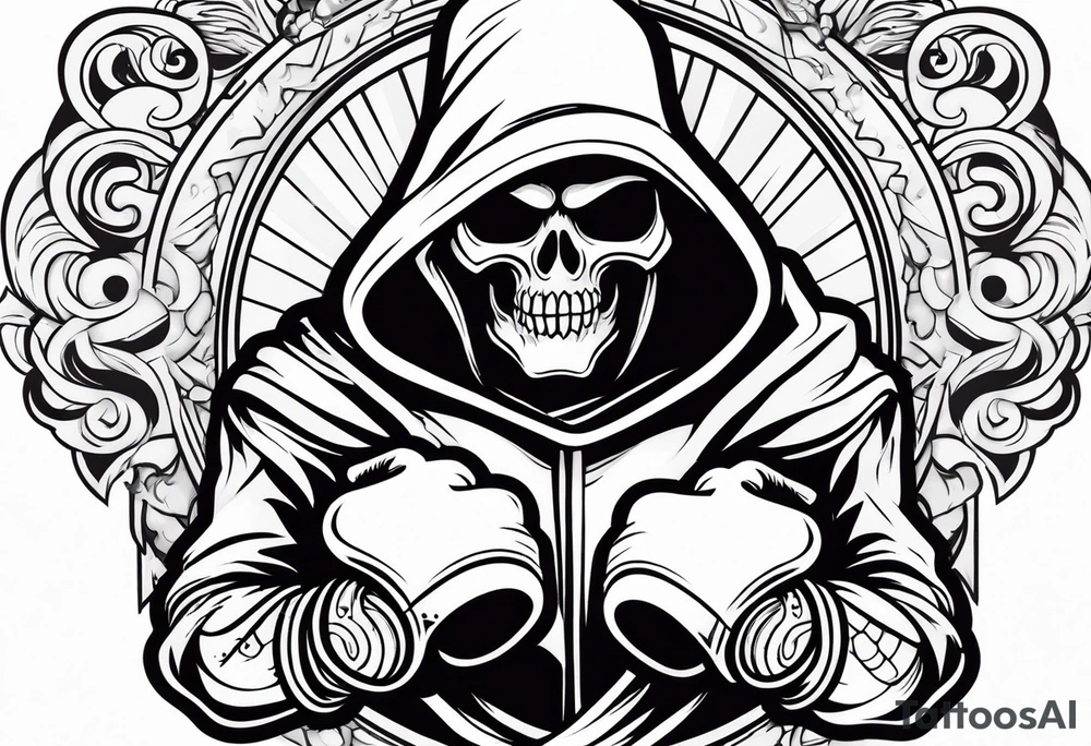 Reaper with boxing gloves tattoo idea