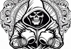 Reaper with boxing gloves tattoo idea