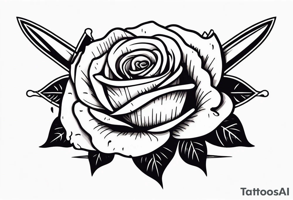 Messer mit Stacheldraht und Rose tattoo idea