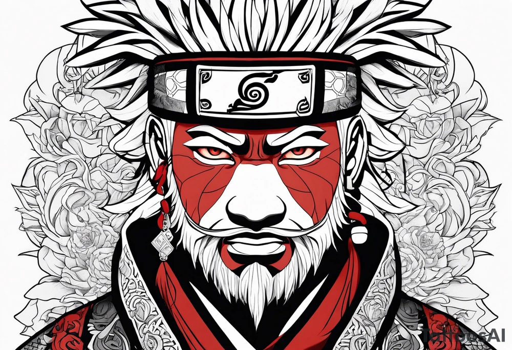 Jiraiya from naruto with red tattoo tattoo idea