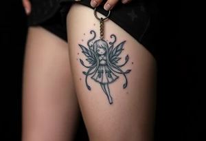 A magical girl turned doll on a keychain 
With a creepy vibe tattoo idea