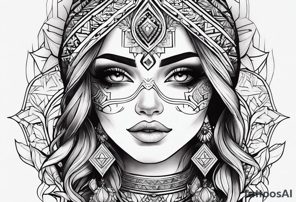 Девушка в очках жует жвачку tattoo idea
