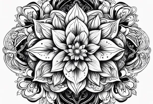 Cosmic space flowers tattoo idea