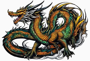 dragon with black background tattoo idea