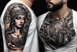 Catholic tattoo sleeve for a man. tattoo idea tattoo idea