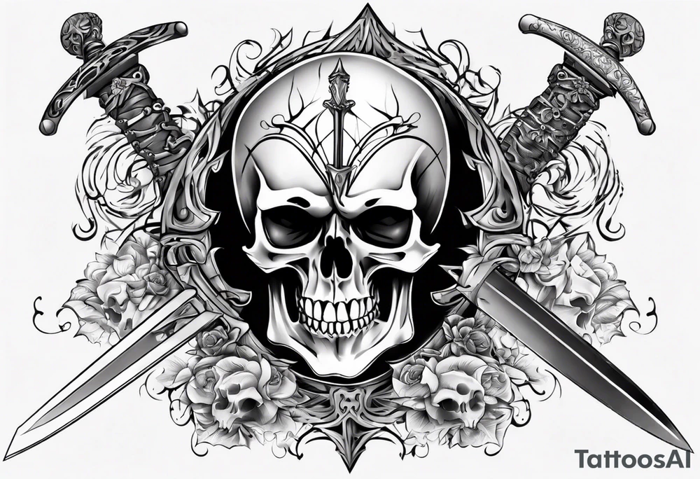 sword skull guard tattoo idea
