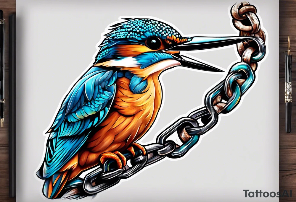 chained kingfisher tattoo idea