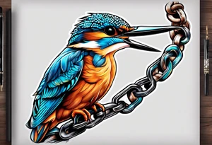 chained kingfisher tattoo idea