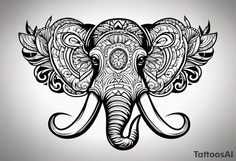 strong mammoth head centerpiece tattoo idea