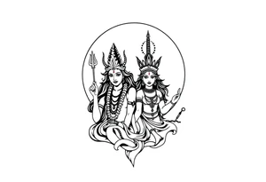 Lord Shiva, Godess Kali, Godess Lilith Together with the moon in the background tattoo idea