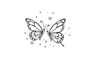 Simple outline of butterflies with lots of sparkles and bubbles tattoo idea