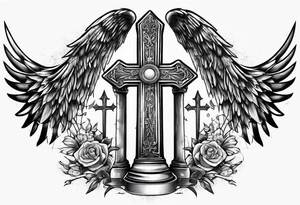 Death before dishonor with angel wings and gravestones tattoo idea