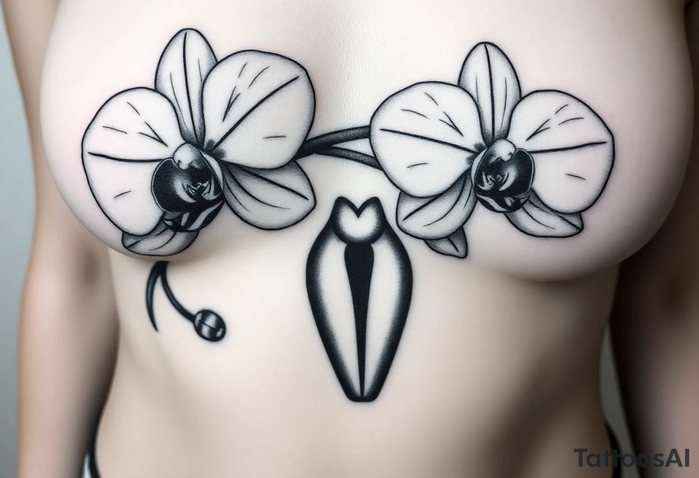 Orchid realistic with a mix with vagina tattoo idea