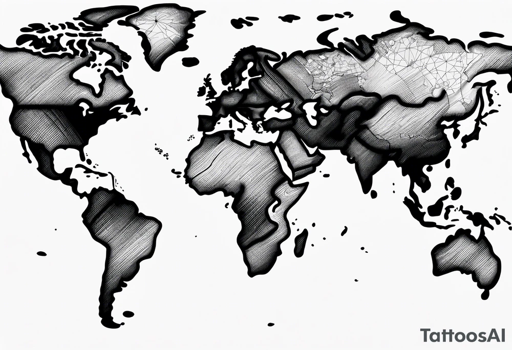 line drawing of the world map tattoo idea