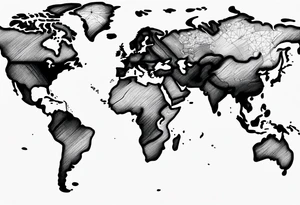 line drawing of the world map tattoo idea