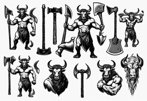 minotaur holding an axe tattoo idea