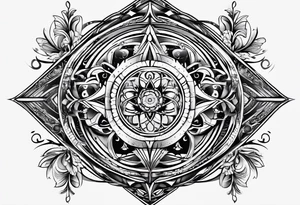 narrow strip made of quantum atoms tattoo idea