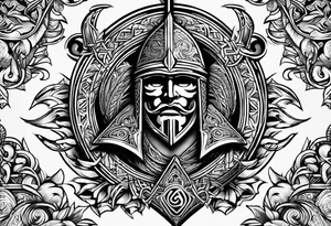 Valhalla sword shield long ship dragon axe Valknut tattoo idea