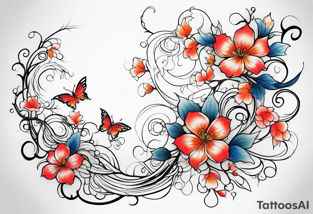 Fairy vines and flowers tattoo idea