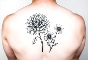 chrysanthemum, poppy and daisy dainty tatoo tattoo idea