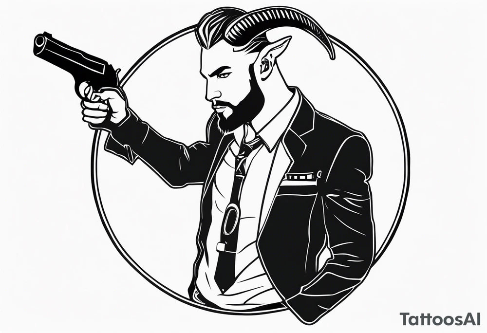 capricorn man with gun tattoo idea