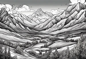 renaissance but western looking plateau and valley tattoo idea