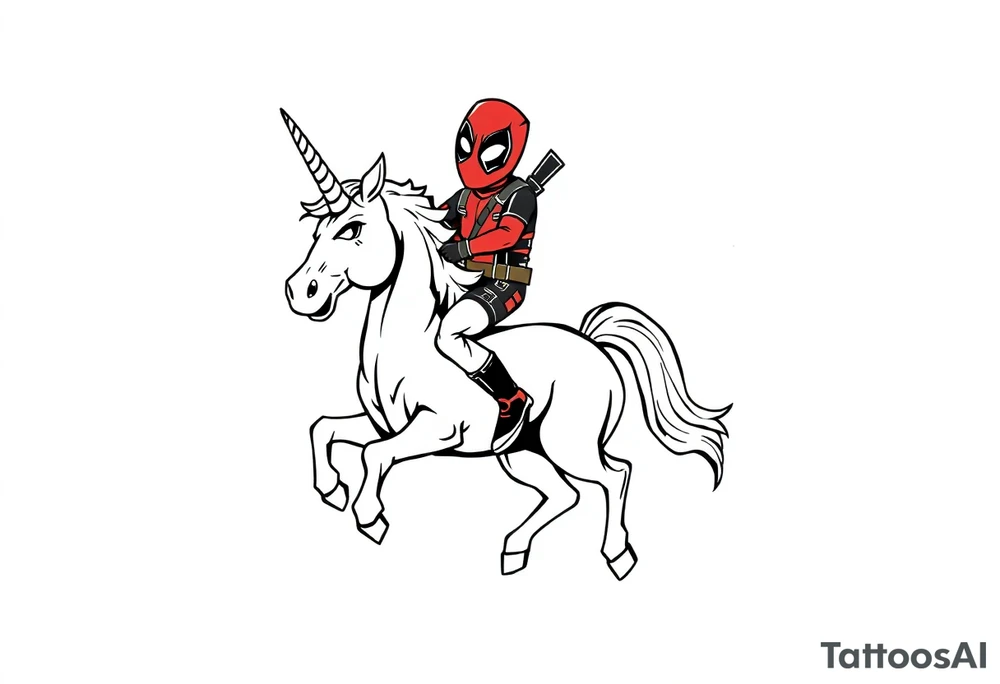 Deadpool riding unicorn tattoo idea