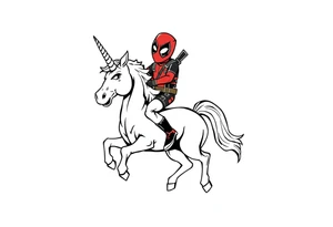 Deadpool riding unicorn tattoo idea