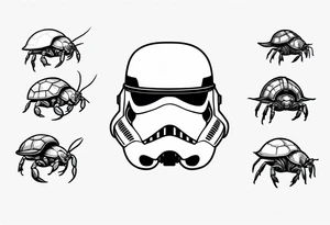 storm trooper helmet and a hermit crab tattoo idea