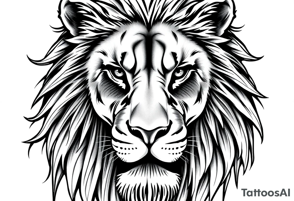 powerful majestic lion, close-up tattoo idea