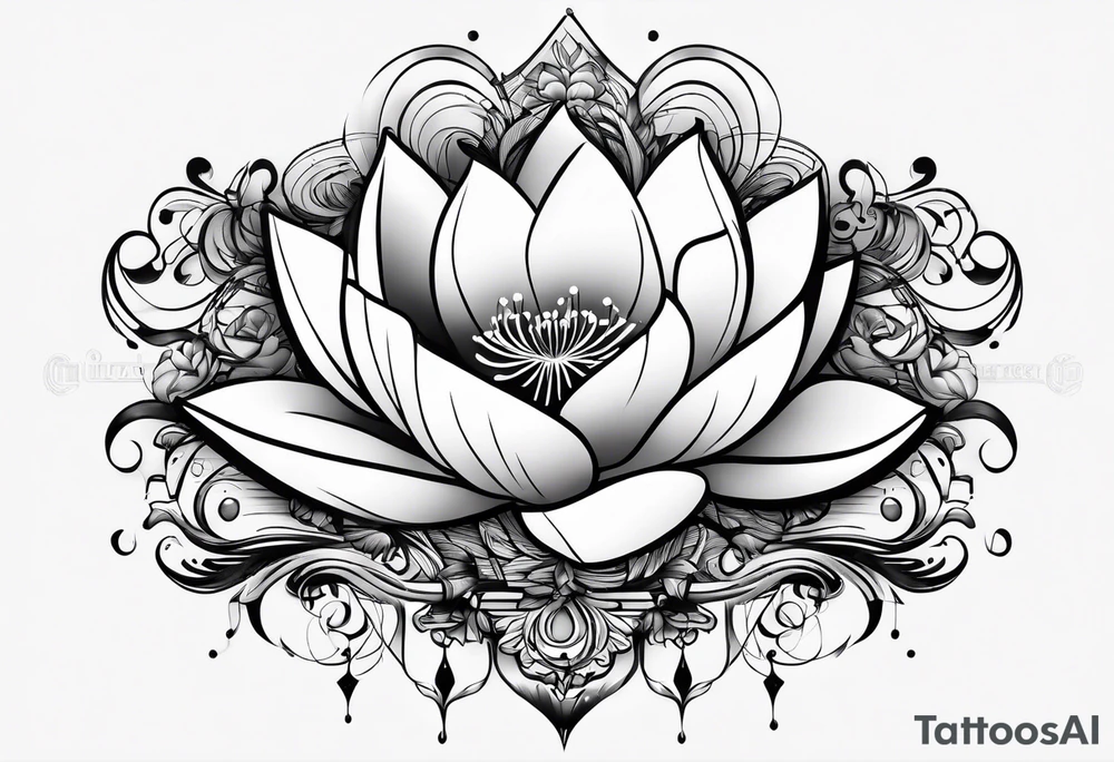 Lotus music notes tattoo idea