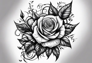 biomechanical arm sleeve with vines and a couple of roses tattoo idea