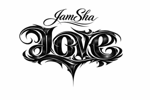 Love and hate combine to be one word read upright to spell love and upside down to spell hate under the word JamSha. Can u make the love hate one word. Can we add color tattoo idea
