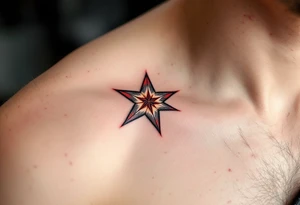 A blood-orange eight-pointed star tattoo expresses vitality and fearless creativity. tattoo idea