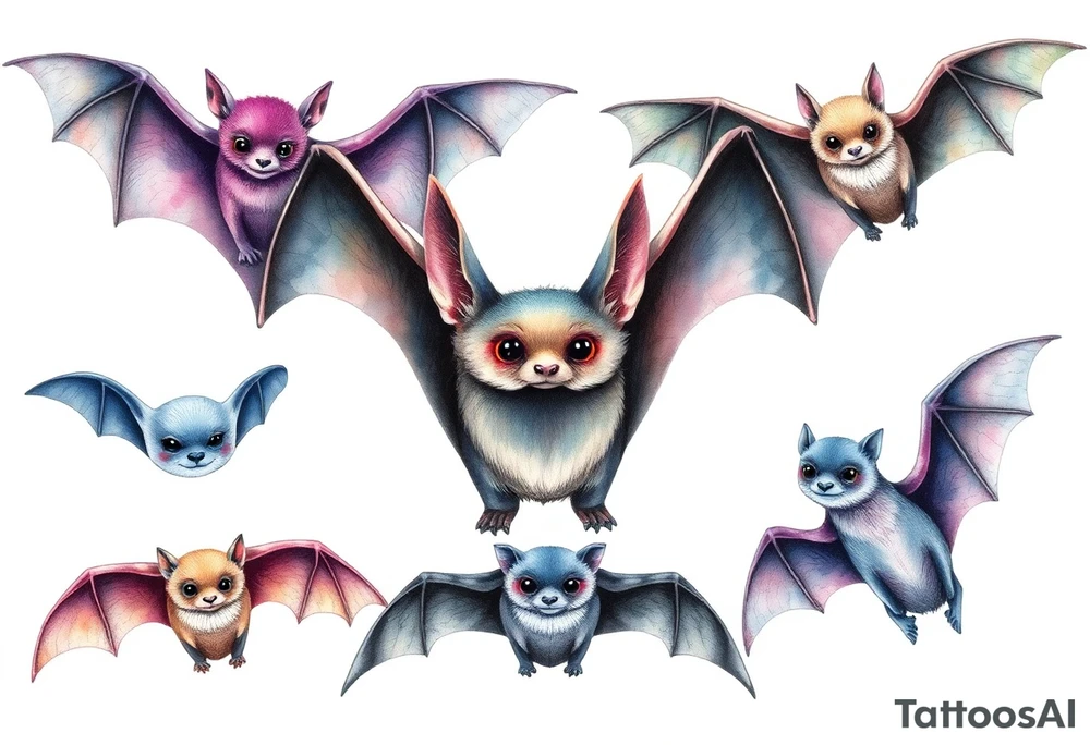 10 Unique cute bats tattoo idea