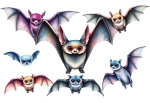 10 Unique cute bats tattoo idea