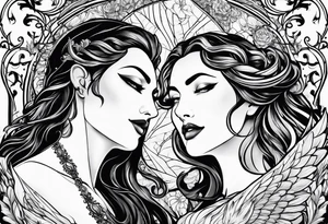 Hades and persephone with blue shadowns tattoo idea