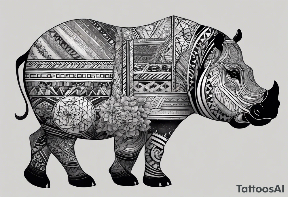 Very asymmetrical, +geometric pattern, with realistic full moon, with hippo at side look, +tribal, +geometric, +inkart , +blackwork, +grey scale, + sketch
with wintersweet flower bud, +inkart touch, +for men, detailed , combined favourite tattoo idea