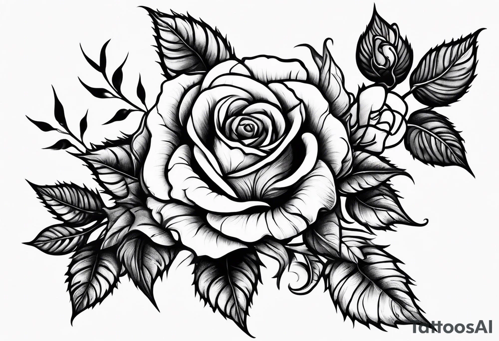 thorny vines with rose petals tattoo idea