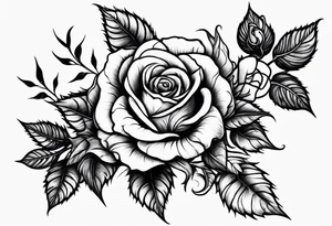 thorny vines with rose petals tattoo idea