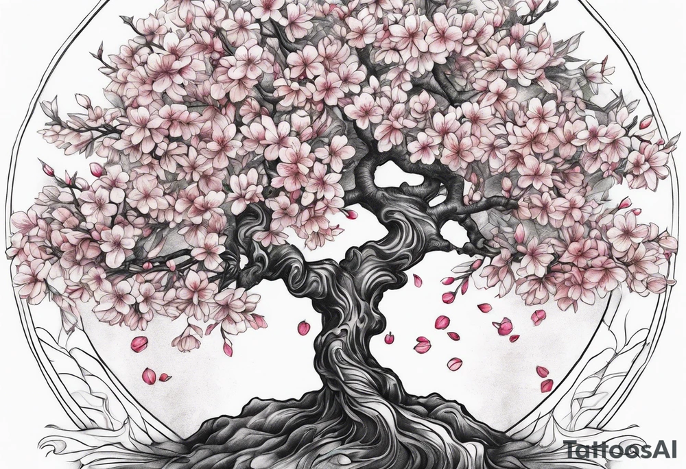 Tree of life cherry blossoms tattoo idea