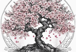 Tree of life cherry blossoms tattoo idea
