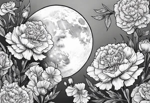 moon carnations tattoo idea