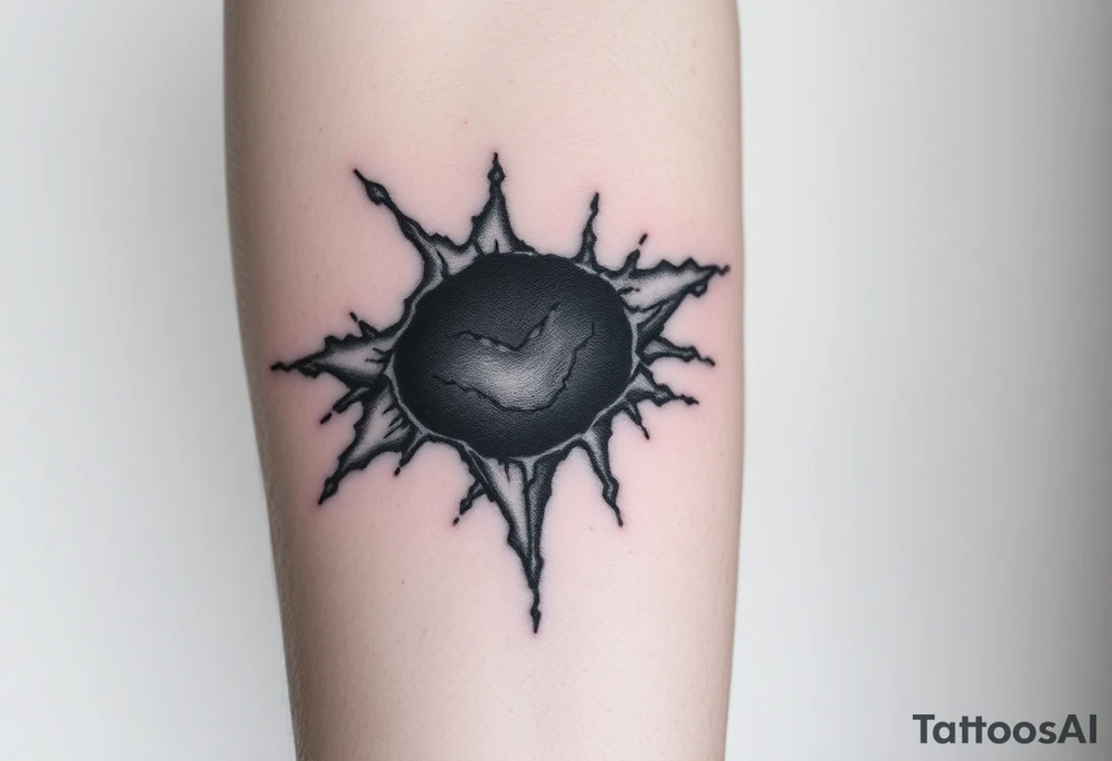 Ripped human skin drowned in sorrow because of who they became tattoo idea