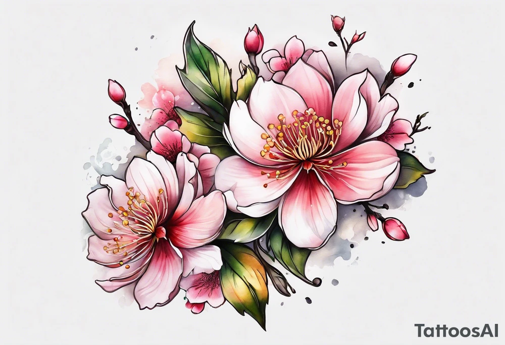 Sakura flowers with lace sternum tattoo idea