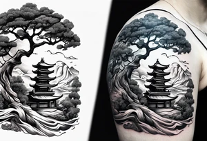 samurai and bonsai tree tattoo idea