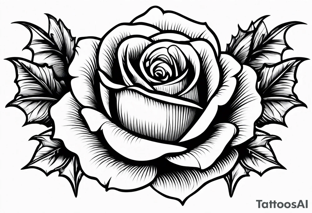 Gothic rose and bats tattoo tattoo idea