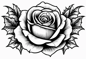 Gothic rose and bats tattoo tattoo idea