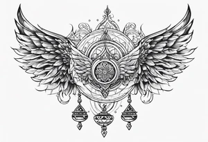 back tatoo with trishul and wings tattoo idea
