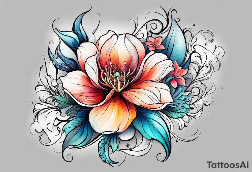 sea, flower tattoo idea